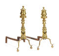 Pair of Federal brass andirons