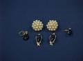Two Pair of 14kt Gold and Lapis Earrings and a Pair of 14kt Gold and Pearl Earrings