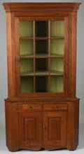 Federal Cherry Glazed TwoPart Corner Cupboard
