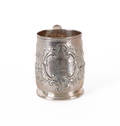 English repousse silver mug