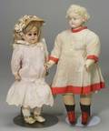 Two Papier Mache Shoulder Head Dolls