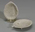 Pair of Staffordshire White Salt Glazed Stoneware Leaf Dishes