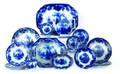 Collection of Scinde pattern flow blue ironstone to include platter