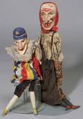 Early German Carved Wooden Punch and Judy