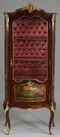 Louis XV style Tulipwood and Gilt Bronze Mounted Vernis Martin Vitrine