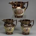 Three Copper Lustre Decorated Jugs