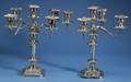 Pair of Silverplated Five Light Convertible Candelabra