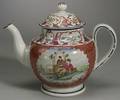 Enamel Decorated Pearlware Teapot and Cover