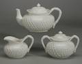 LotusWare White Glazed Porcelain Three Piece Teaset