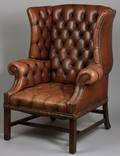 George III Red Leather Upholstered Wingchair