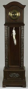 Carved Oak Tall Case Clock