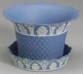 Assembled Wedgwood Solid Blue Jasper Jardiniere and Stand