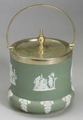 Wedgwood Green Jasper Dip Biscuit Jar and Cover
