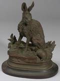Jules Moigniez French 18351984 Bronze Figure of a Hare and a Tortoise