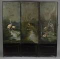Aesthetic Movement Threepanel Painted Canvas Screen