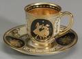 Set of Dresden Classical Revival Gilt Porcelain Demitasse Cups and Saucers