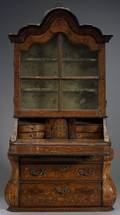 Dutch Baroque Style Marquetry Inlaid Walnut Miniature Secretaire