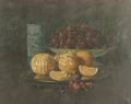 American School 19th Century Still Life with Cherries and Oranges