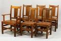 Six Stickley Brothers Arts  Crafts Oak Dining Chairs