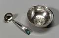 Arts  Crafts Enameled Sterling Silver Bowl and Ladle