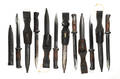 Group of six German K98 bayonets and scabbards with wooden handles