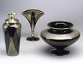 Three Art Deco Silver Overlay Glass Items
