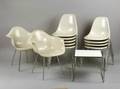 Eleven Eames Molded Chairs and an Italian Table