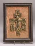 Russian Gilt Bronze Framed Crucifix