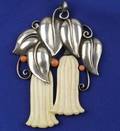 Wiener Werkstaette Silver Ivory and Coral Pendant