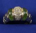 Ladys 18kt Gold Diamond and Peridot Ring