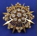 14kt Gold and Diamond Starburst PendantBrooch
