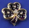 18kt Gold Amethyst and Diamond Clover Brooch