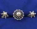 14kt White Gold Pearl and Diamond Ring and Earrings