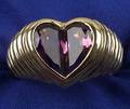 Ladys 18kt Gold Pink Tourmaline and Amethyst Ring