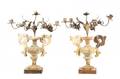 Pair of Painted Wood  Tole 4 Light Candelabras