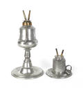 Two New York pewter oil lamps ca 1850