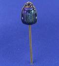 Egyptian Revival 18kt Gold and Favrille Glass Beetle Stickpin