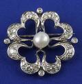 Pearl and Diamond Flower Pin