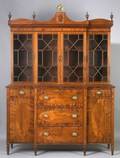 Federal Mahogany and Mahogany Veneer Inlaid Glazed Gentlemans Secretary