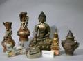 Eight Asian and Indian Metal Figures and Items