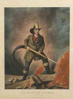 Currier  Ives publishers American 18571907 The American Fireman Facing the Enemy