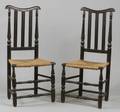 Pair of Black Painted Banisterback Side Chairs