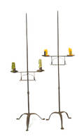 Pair of wrought iron candlestands