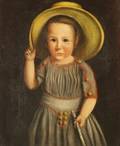 American School 19th Century Portrait of a Child Wearing a Hat