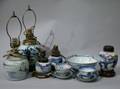 Approximately Sixteen Canton Blue and White Porcelain Items