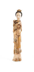 Oriental carved ivory figure of a woman
