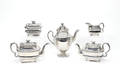 Five pieces of silver resist tea service