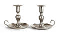 Pair of New York pewter candlesticks ca 1845