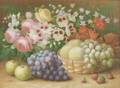 James T Clapham British fl1862 Still Life with Fruit and Flowers