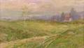 Theodor Feucht German b 1867 Spring Pastures with a Distant Cottage